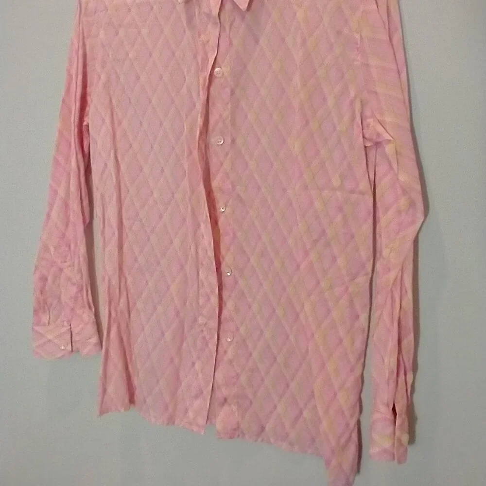 Liz Claiborne Pink & Yellow Plaid Blouse Size SP